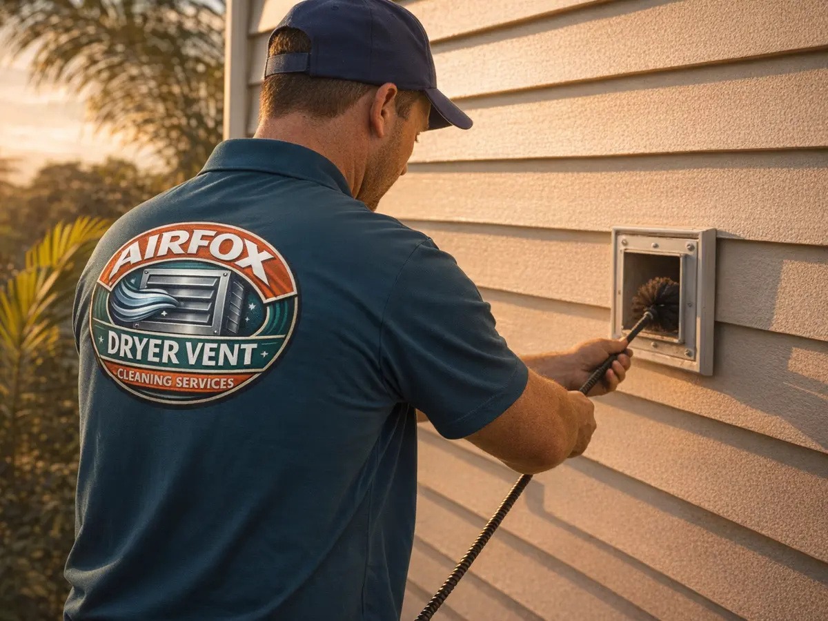 dryer vent cleaning technician on the job in Citrus Springs, FL